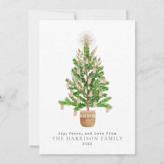 Cartes Pour Fêtes Annuelles Arbre de Noël Bohème en Macramé (Devant)