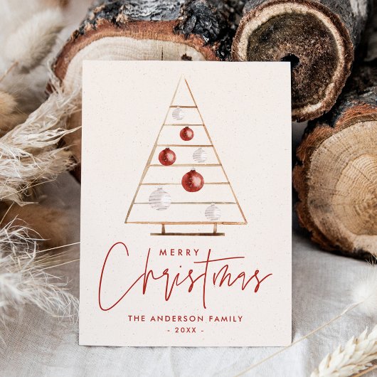 Cartes Pour Fêtes Annuelles Arbre de Noël Boho en bois non photo