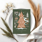 Cartes Pour Fêtes Annuelles Arbre de Noël Bois Animaux & Cosy Village