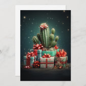 Cartes Pour Fêtes Annuelles Arbre de Noël Cactus (Devant / Derrière)