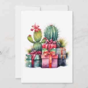 Cartes Pour Fêtes Annuelles Arbre de Noël Cactus Aquarelle