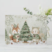 Cartes Pour Fêtes Annuelles Arbre de Noël charmant avec animaux Noël (Debout devant)