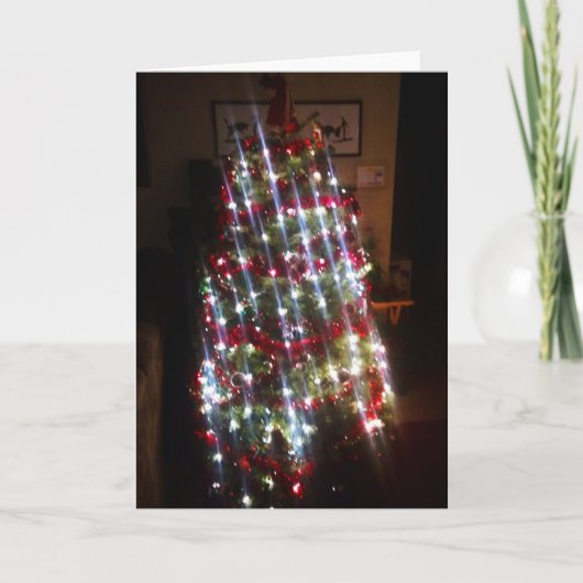 Cartes Pour Fêtes Annuelles Arbre de Noël classique avec lumières blanches (Devant)