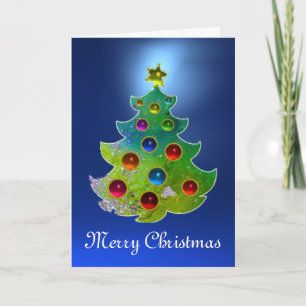 CARTES POUR FÊTES ANNUELLES ARBRE DE NOËL COLORÉ EN PARKLES D'OR VERT
