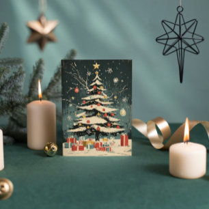 Cartes Pour Fêtes Annuelles Arbre de Noël couvert de neige - Boîtes cadeaux