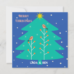 Cartes Pour Fêtes Annuelles Arbre de Noël customisé et oiseaux