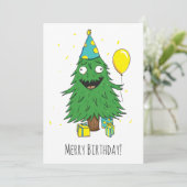 Cartes Pour Fêtes Annuelles Arbre de Noël d'anniversaire (Debout devant)