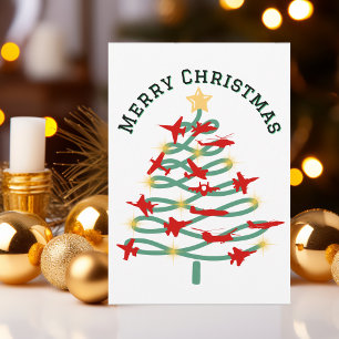 Cartes Pour Fêtes Annuelles Arbre de Noël d'avions, Photo minimaliste