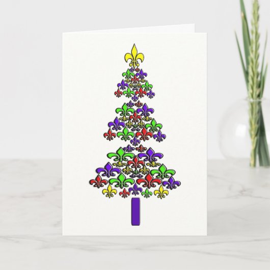 Cartes Pour Fêtes Annuelles Arbre de Noël de Fleur de Lys (Devant)