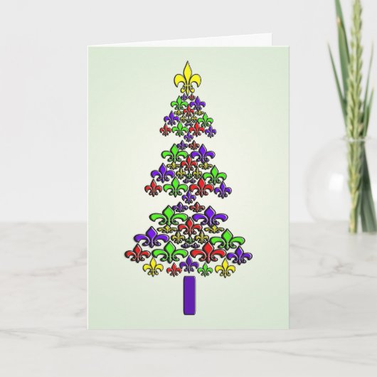 Cartes Pour Fêtes Annuelles Arbre de Noël de Fleur de Lys (Devant)
