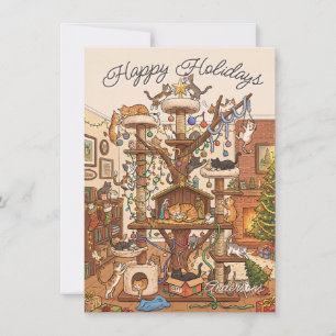 Cartes Pour Fêtes Annuelles Arbre de Noël de la Félicité Féline de Noël