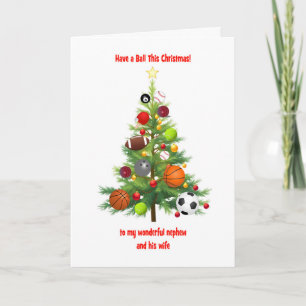 Cartes Pour Fêtes Annuelles Arbre de Noël de Nephew et Femme décoré de balles