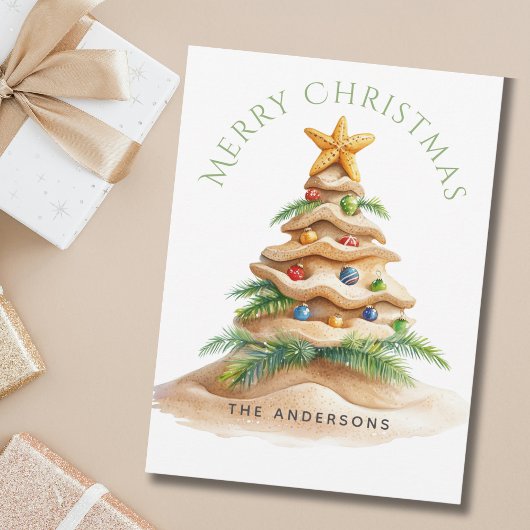 Cartes Pour Fêtes Annuelles Arbre de Noël de plage