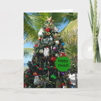Cartes Pour Fêtes Annuelles Arbre de Noël de plage tropical