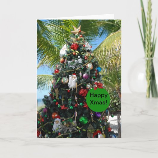 Cartes Pour Fêtes Annuelles Arbre de Noël de plage tropical (Devant)