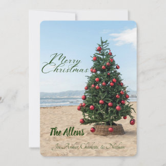 Cartes Pour Fêtes Annuelles Arbre de Noël de plage tropical |Carte photo de va