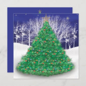 Cartes Pour Fêtes Annuelles Arbre de Noël décoré (Devant / Derrière)