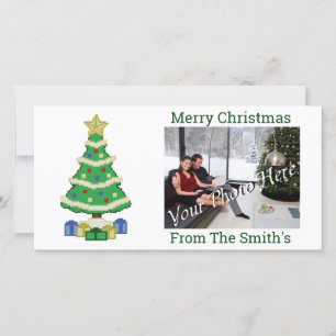 Cartes Pour Fêtes Annuelles Arbre de Noël décoré 8 bits jeu vidéo Style Hol