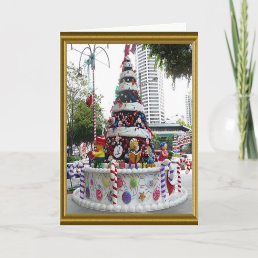Cartes Pour Fêtes Annuelles Arbre de Noël, décoré comme un gâteau (Devant)