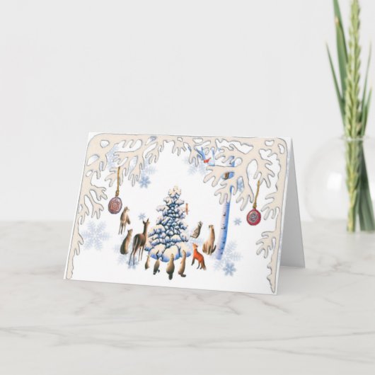 Cartes Pour Fêtes Annuelles Arbre de Noël des animaux (Devant)
