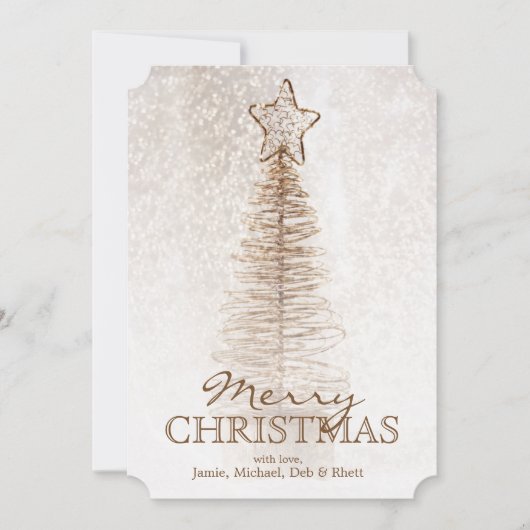 Cartes Pour Fêtes Annuelles Arbre de Noël d'or (Devant)