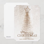 Cartes Pour Fêtes Annuelles Arbre de Noël d'or (Devant / Derrière)