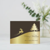 Cartes Pour Fêtes Annuelles Arbre de Noël doré avec rennes (Debout devant)