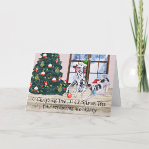 Cartes Pour Fêtes Annuelles Arbre de Noël drôle chien Dalmatien Épagneul 