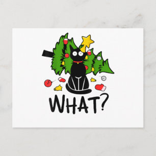 Cartes Pour Fêtes Annuelles Arbre de Noël drôle de chat noir Noël joyeux Santa
