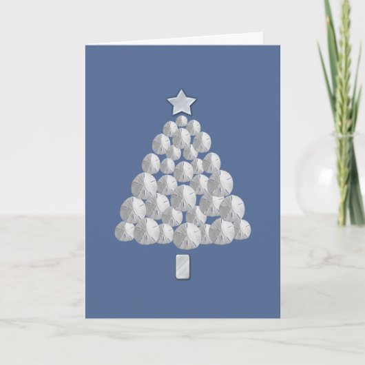 Cartes Pour Fêtes Annuelles Arbre de Noël du dollar de sable (bleu) (Devant)