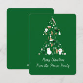 Cartes Pour Fêtes Annuelles Arbre de Noël du motoneige vert (Devant / Derrière)