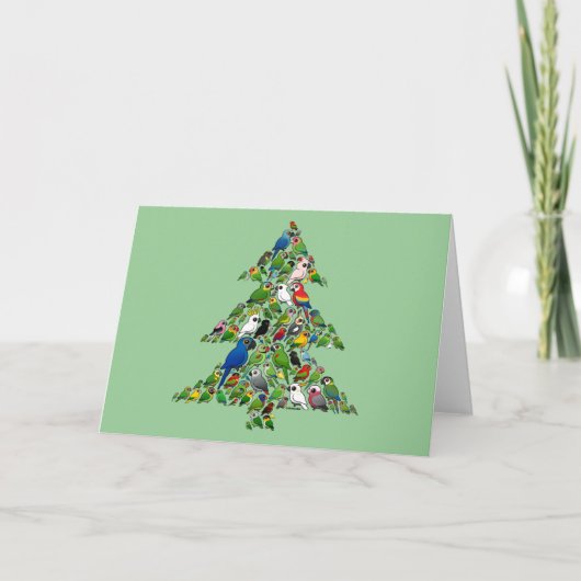 Cartes Pour Fêtes Annuelles Arbre de Noël du perroquet (Devant)