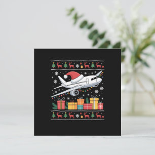 Cartes Pour Fêtes Annuelles Arbre de Noël éclairage drôle Santa Avion moche 