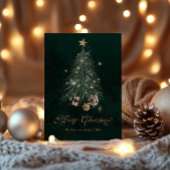 Cartes Pour Fêtes Annuelles Arbre de Noël élégant à l'écriture dorée