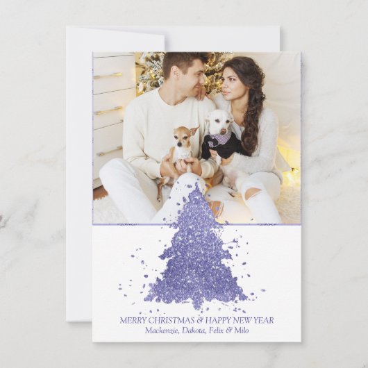 Cartes Pour Fêtes Annuelles Arbre de Noël élégant | Charming Purple Photo (Devant)
