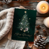 Cartes Pour Fêtes Annuelles Arbre de Noël élégant en écriture dorée