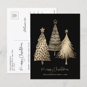 Cartes Pour Fêtes Annuelles Arbre de Noël élégant en or Non Photo