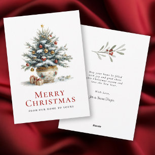 Cartes Pour Fêtes Annuelles Arbre de Noël élégant en pot de porcelaine