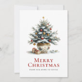 Cartes Pour Fêtes Annuelles Arbre de Noël élégant en pot de porcelaine (Devant)