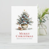 Cartes Pour Fêtes Annuelles Arbre de Noël élégant en pot de porcelaine (Debout devant)