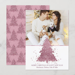 Cartes Pour Fêtes Annuelles Arbre de Noël élégant Photo rose Dusty Mauve