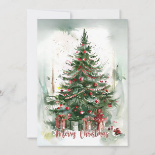 Cartes Pour Fêtes Annuelles Arbre de Noël en aquarelle de luxe