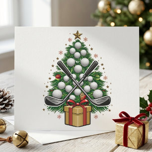 Cartes Pour Fêtes Annuelles Arbre de Noël en balles de golf festives avec club