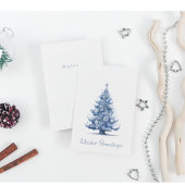 Cartes Pour Fêtes Annuelles Arbre de Noël en bleu Delft