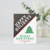 Cartes Pour Fêtes Annuelles Arbre de Noël en Bois Rustique Rouge Nom Noël (Debout devant)