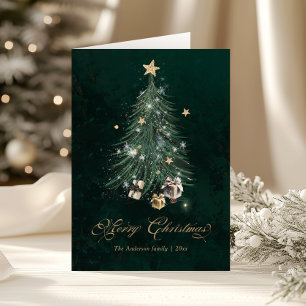 Cartes Pour Fêtes Annuelles Arbre de Noël en écriture dorée élégante
