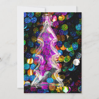 Cartes Pour Fêtes Annuelles Arbre de Noël en verre sur un Arrière - plan color