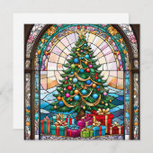Cartes Pour Fêtes Annuelles Arbre de Noël en verre tendu avec présentoirs (Devant / Derrière)