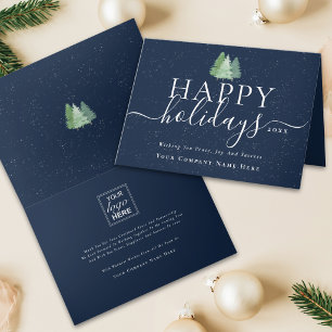 Cartes Pour Fêtes Annuelles Arbre de Noël Entreprise Moderne Logo de la Compag