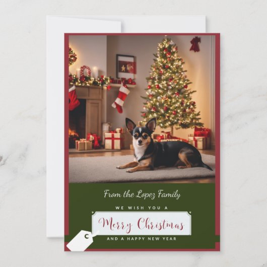 Cartes Pour Fêtes Annuelles Arbre de Noël et Chihuahua (Devant)